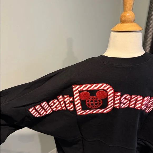Walt Disney World Mickey Mouse Holiday Candy Cane Spirit Jersey- EUC - Picture 5 of 7